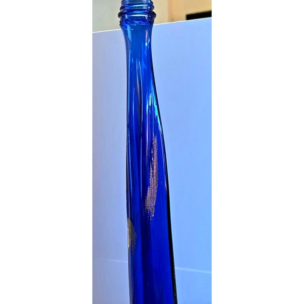 Mid Century Stretch Bottle Vase with Stone Resin Base UNUSUAL 24